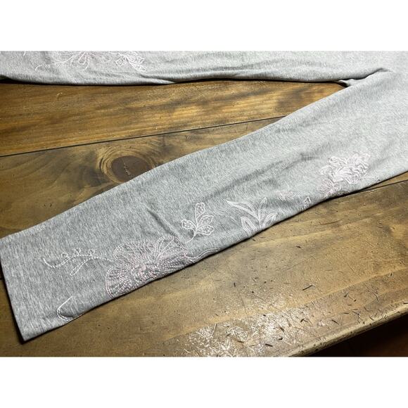 Johnny Was Women's Gray Embroidered Floral Print Cotton Blend Leggings Small - Picture 2 of 12